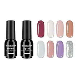 MELODYSUSIE - Juego de esmaltes de uñas en gel color nude rosado con purpurina
