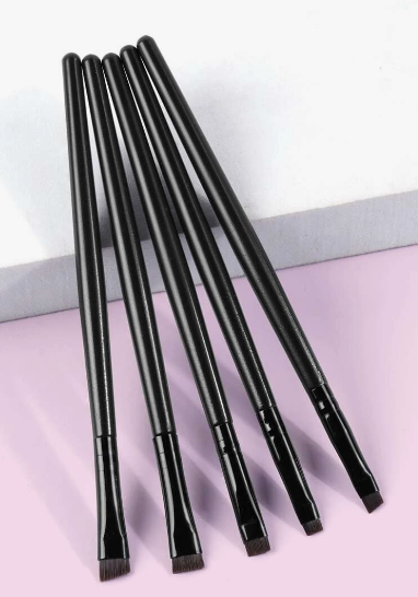BLACK FLAT BRUSH SET 5PCS (SHORT HANDLE)