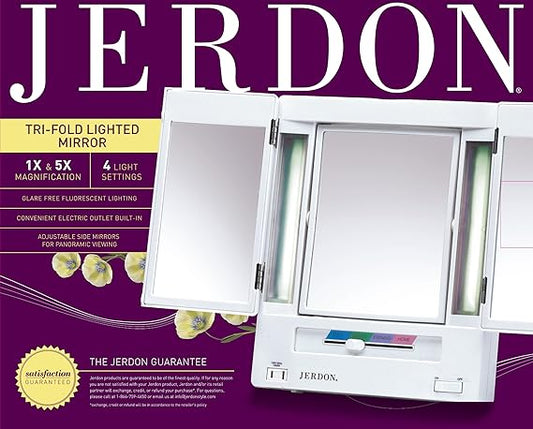 JERDON 5X -1X Trifold Mirror Classic Design